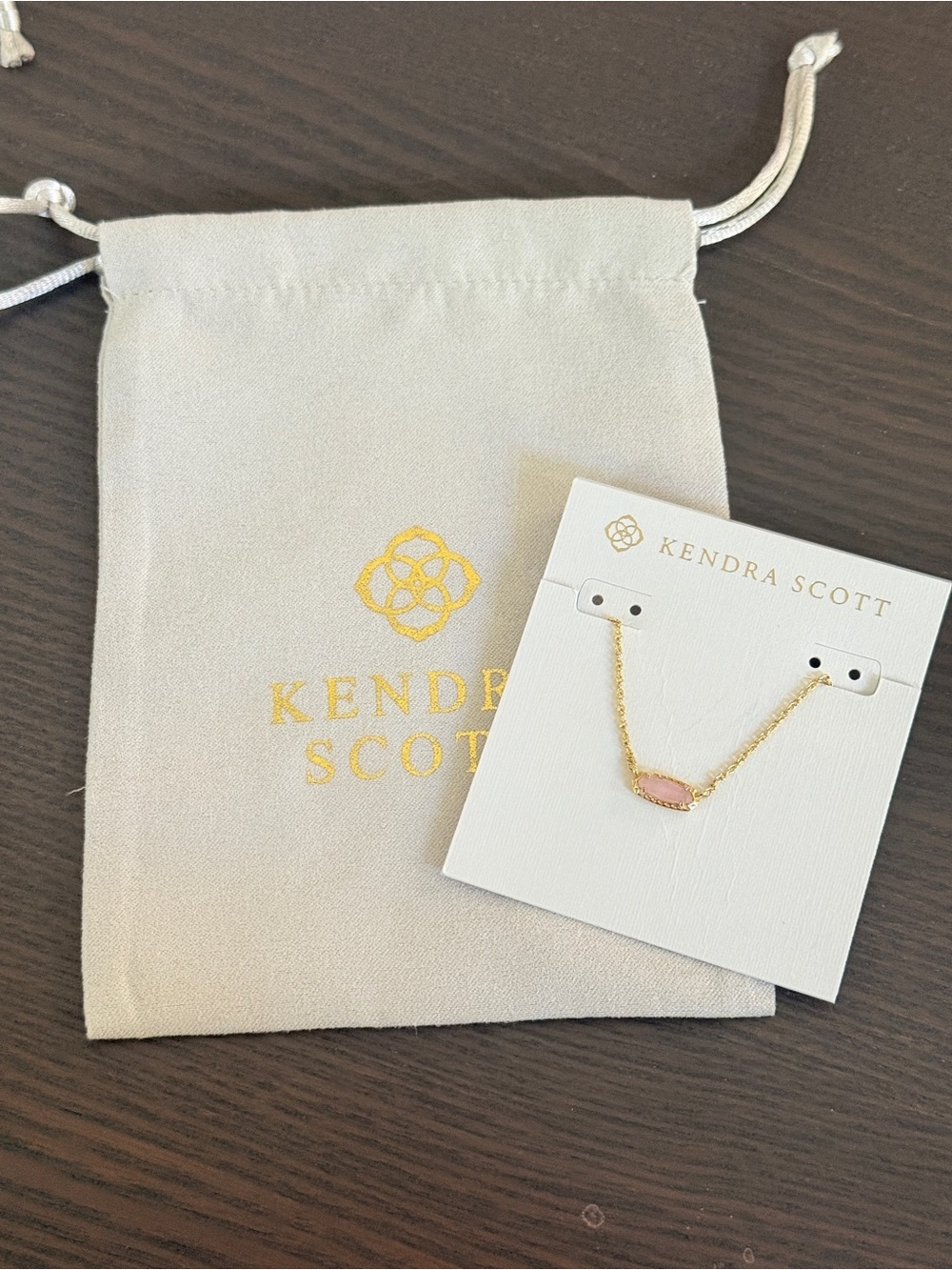 Kendra Scott Emma Dainty Gold Necklace with Pink Stone